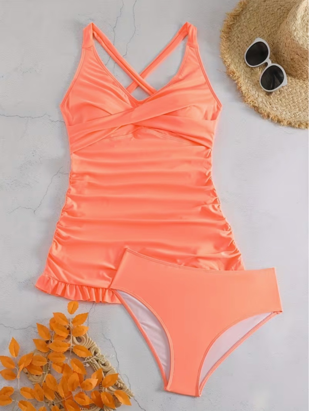 Summer Fluorescent Plus Size Swimsuit Set